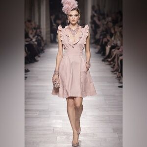 RED Valentino V-Neck Ruffled A-Line Dress